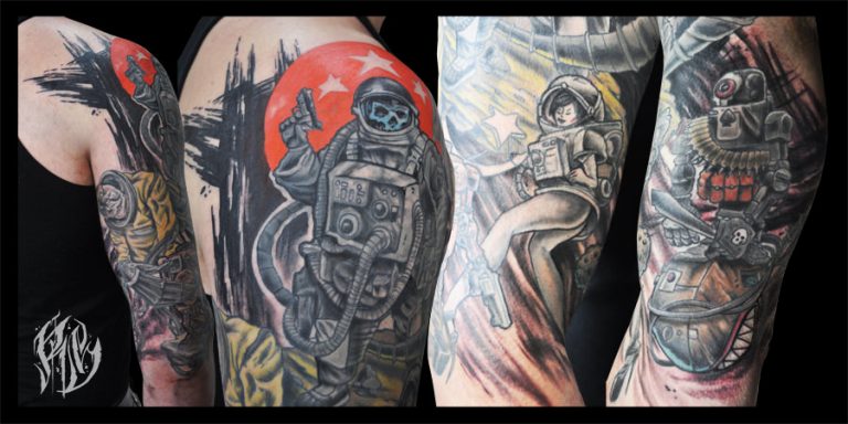 death Astronaut, sleeve, Tattoo , Tattoos, color, comic, shameyabc