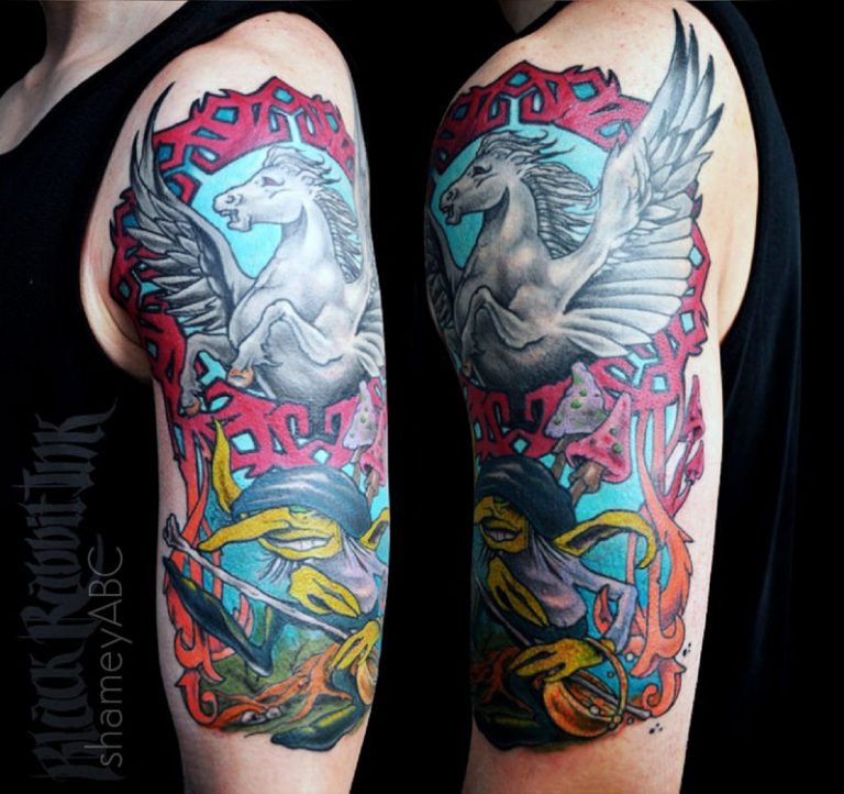 colortattoo, munichtattooshops, tattoo, pegasus, kobolt,