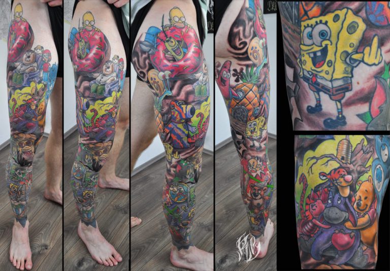 Cartoon, Komik, Tattoo, Fullsleevetattoo, shameyabc, Munichtattooer, Black Rabbit Ink, Munich, Tattoolovers, Colortattoo