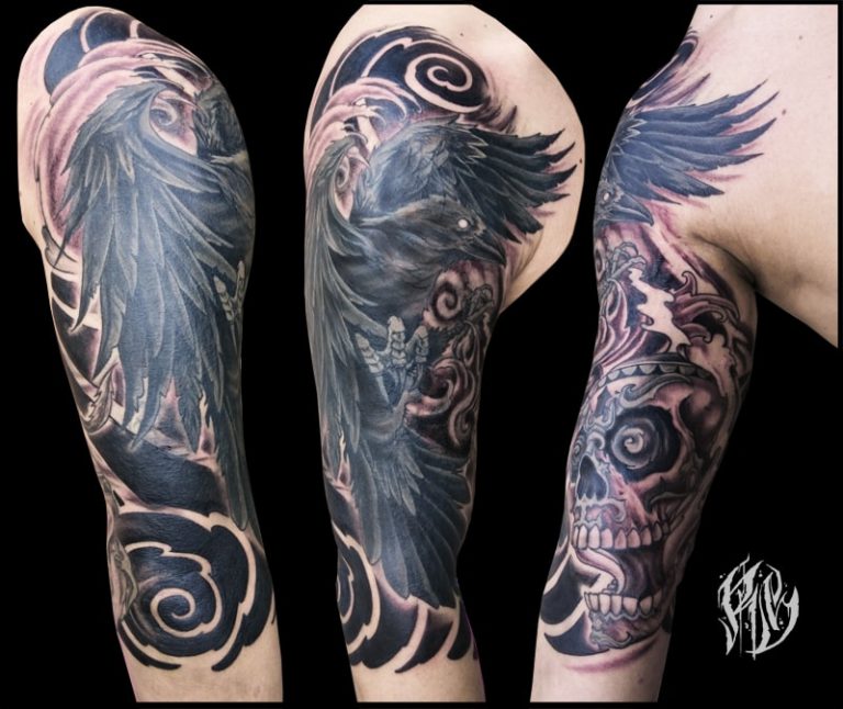 Tätowierer, Tattoo Kunst, Raben Tattoo Crow Tattoomagazin ralf spitzer shameyabc black rabbit ink